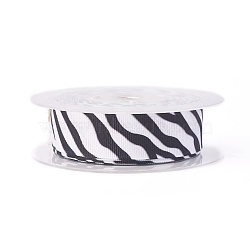 Polyester Grosgrain Ribbon, Zebra-stripe Pattern, Black, 1-1/2 inch(38mm), about 50yards/roll(45.72m/roll)(SRIB-L052-38mm-C001)