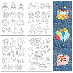 4 Sheets 11.6x8.2 Inch Stick and Stitch Embroidery Patterns, Non-woven Fabrics Water Soluble Embroidery Stabilizers, Mixed Shapes, 297x210mmm(DIY-WH0455-158)