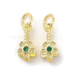 Brass Micro Pave Cubic Zirconia Peg Bails Pendants, Long-Lasting Plated, Lead Free & Cadmium Free, Flower, Real 18K Gold Plated, 13.5x8x6.5mm, Hole: 3.5mm, Pin: 1mm(KK-K277-11G)