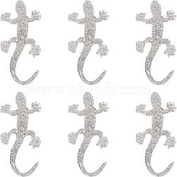 Self Adhesive Glitter Rhinestone Sticker, Gecko, Crystal, 101x46x1.5mm, 6pcs/box(DIY-FG0001-34)