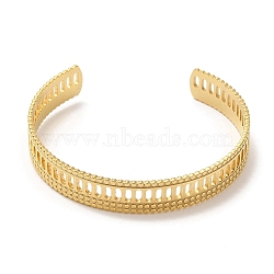 Ion Plating(IP) 304 Stainless Steel Bangles, Hollow Cuff Bangles for Women, Real 18K Gold Plated, Inner Diameter: 2-1/8 inch(5.5cm)(BJEW-L682-030G)