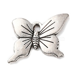Tibetan Style Alloy Pendants, Butterfly Charm, Antique Silver, 15x21.5x2mm, Hole: 2mm, about 378pcs/500g(PALLOY-P293-004AS)