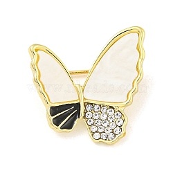 Alloy Enamel Butterfly Brooch, with Crystal Rhinestone, Golden, 22.5x23.56mm(JEWB-U006-19G)