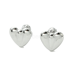 Non-Tarnish 304 Stainless Steel Ear Studs, Heart, Stainless Steel Color, 11x12mm(EJEW-Q801-05P)