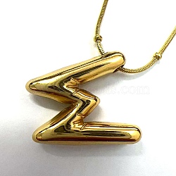 Initial Letter 304 Stainless Steel Pendant Necklaces, Real 18K Gold Plated, Letter W, 15.91 inch(40.4cm), Pendant: 19~23.5x13~19mm(NJEW-R265-05G-W)