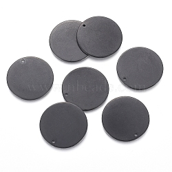 304 Stainless Steel Pendants, Stamping Blank Tag, Flat Round, Electrophoresis Black, 25x1mm, Hole: 1.4mm(STAS-I124-03A-B)