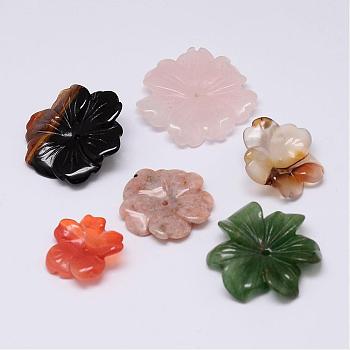 Mixed Natural Gemstone Beads, Flower, 20.5~33x6~8mm, Hole: 1.2~2mm