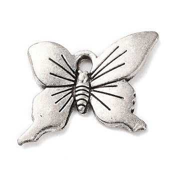Tibetan Style Alloy Pendants, Butterfly Charm, Antique Silver, 15x21.5x2mm, Hole: 2mm, about 378pcs/500g