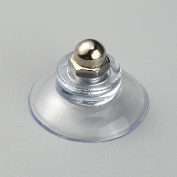 Silicone Strong Suction Cup Holders, with Iron M6 Cap Nut, Bathroom Kitchen Shelf Accessories, Clear, 32x19mm