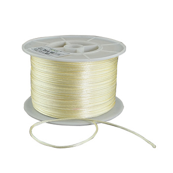 Round Nylon Thread, Rattail Satin Cord, for Chinese Knot Making, Light Goldenrod Yellow, 1mm, 100yards/roll