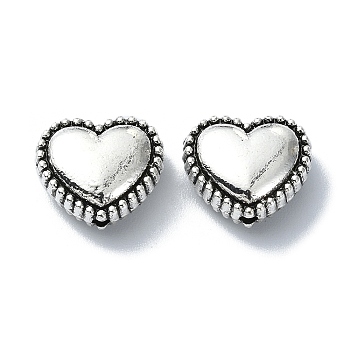 Tibetan Style Alloy Beads, Heart, Antique Silver, 11x12.5x6mm, Hole: 1.6mm, about 190pcs/500g