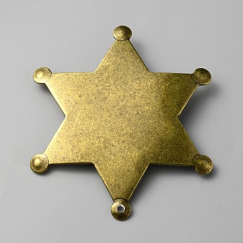 Blank Star Iron Brooch Findings, Brooch Base Settings, Antique Bronze, 67x58.5x1mm, Pin: 0.8mm, Hole: 1.8mm