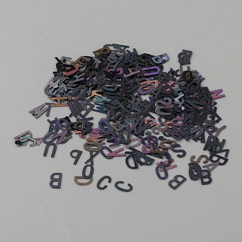 Plastic Paillettes, Confetti, Letter, Mixed Color, 5x1~3x0.04mm
