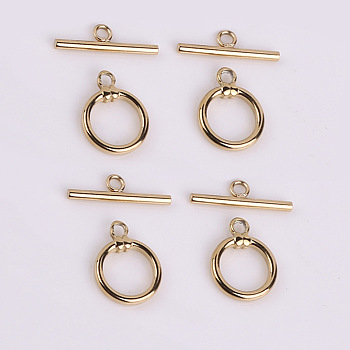 316 Stainless Steel Toggle Clasps, Golden, Ring: 10mm, Bar's Hole: 1.5mm