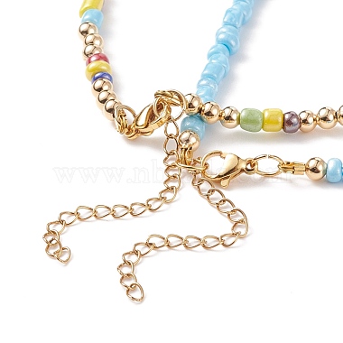 2Pcs 2 Style Glass Seed Pearl Beaded Necklaces Set(NJEW-JN03936)-6