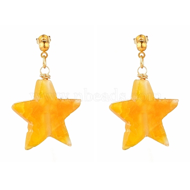 Gold Star Natural Agate Stud Earrings