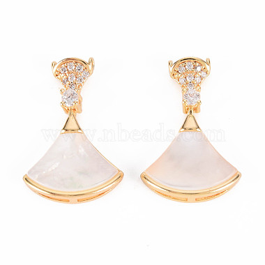 Real 18K Gold Plated Seashell Color Clothes Brass+Cubic Zirconia Pendants