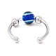 Round Evil Eye Rotating Beaded Open Cuff Ring(RJEW-H102-04P)-3