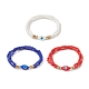 3Pcs 3 Color Evil Eye Lampwork & Glass Seed & Brass Beaded Triple Layer Multi-strand Bracelets Set for Women(BJEW-JB09251)-1