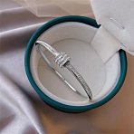304 Stainless Steel Crystal Rhinestone Bangles for Women, Silver, Inner Diameter: 2-1/4 inch(5.7cm)(FS-WG476C1-03)