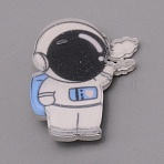Astronaut with Backpack Brooch Pin, Cartoon Acrylic Lapel Pin for Clothes DIY Craft, White, Black, 33x28x9mm(JEWB-SZC0001-24)