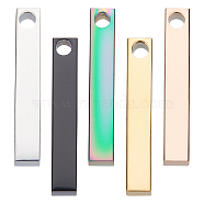 SUNNYCLUE 5Pcs 5 Colors Vacuum Plating 304 Stainless Steel Pendants, Rectangle/Bar, Mixed Color, 30x5x5mm, Hole: 3mm(STAS-SC0002-15)