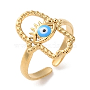 304 Stainless Steel Rings, with Enamel, Evil Eyes, Golden, 2.5~18mm, Adjustable(RJEW-H237-01A)