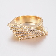 Brass Micro Pave Cubic Zirconia Finger Rings, Size 6~9, Golden, 16~19mm(RJEW-H122-13G)