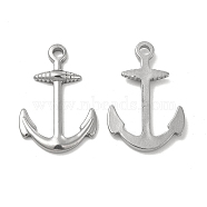 304 Stainless Steel Pendants, Anchor Charms, Stainless Steel Color, 37x25x3.5mm, Hole: 3.5mm(STAS-P319-47P)