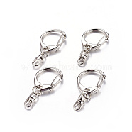 Zinc Alloy Keychain Clasp Findings, Snap Clasps, Teardrop, Platinum, 47x22mm(E546-1-1)