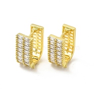 Clear Cubic Zirconia Arch Hoop Earrings, Brass Jewelry for Women, Light Gold, 16x13x7.5mm, Pin: 0.8mm(EJEW-E273-14LG)