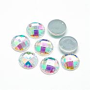 Sew on Rhinestone, Transparent Acrylic Rhinestone, Two Holes, Garments Accessories, AB Color Plated, Faceted, Half Round/Dome, Clear AB, 10x3.5mm, Hole: 0.8~1mm(GACR-Q018-10mm-01)