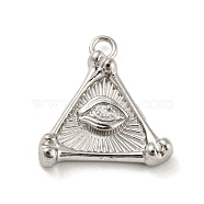 Non-Tarnish 304 Stainless Steel Pendants, Triangle with Eey Charm, Stainless Steel Color, 17.5x16.5x3.5mm, Hole: 2mm(STAS-C082-06P)