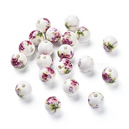 Handmade Porcelain Beads, Round, Purple, about 12mm in diameter, hole: 2.5mm(CFF042Y)