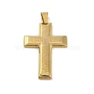 PVD Vacuum Plating 304 Stainless Steel Big Pendants, Message Charms, Cross Charm, Religion, Golden, 60x41x4.5mm, Hole: 6x10mm(STAS-Z080-11G)