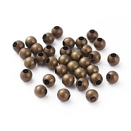 Brass Spacer Beads, Seamless Round Beads, Antique Bronze Color, about 4mm in diameter, hole: 1.8mm(X-J0K2G052)