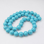 Synthetic Turquoise Beads Strands, Dyed, Round, Deep Sky Blue, 10mm, Hole: 1mm, about 40pcs/strand, 15.7(TURQ-H038-10mm-XXS09)