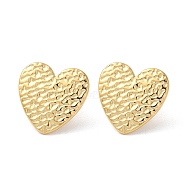 304 Stainless Steel Stud Earrings, Heart, Real 18K Gold Plated, 22x22mm(EJEW-Z026-02G)