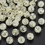 Transparent Crackle Acrylic Beads, Round, Yellow, 8x7mm, Hole: 1.8~2mm, about 1745pcs/500g(MACR-S373-66-N01)