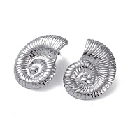 304 Stainless Steel Stud Earrings, Shell, Stainless Steel Color, 30x23mm(EJEW-M250-02A-P)