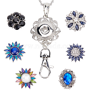 DIY Interchangeable Flower Office Lanyard ID Badge Holder Necklace Making Kit, Including Alloy Snap Button & Button Settings with Clasp, 304 Stainless Steel Cable Chains Necklace, Mixed Color, 8Pcs/box(DIY-SC0021-46)