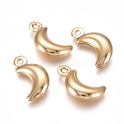 304 Stainless Steel Pendants, Moon, Real 18K Gold Plated, 16x8x3mm, Hole: 1.3mm(STAS-I138-05G)