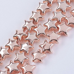 Electroplate Non-magnetic Synthetic Hematite Beads Strands, Grade AA, Star, Rose Gold Plated, 6x6x3mm, Hole: 0.5mm, about 87pcs/strand, 16.1 inch(41cm)(G-F553-04B-RG)