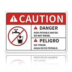 UV Protected & Waterproof Aluminum Warning Signs, CAUTION DANGER NON POTABLE WATER NO NOT DRINK, PELIGRO NO TOMAR AGUA NO ES POTABLE, Red, 20x30x0.9cm(AJEW-WH0111-K14)