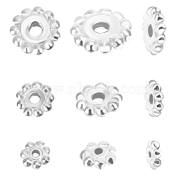 Beebeecraft 15Pcs 3 Size Sterling Silver Spacer Beads, Flower, Silver, 4.5~7.5x1.5mm, Hole: 0.8~1.6mm, 5Pcs/style(STER-BBC0001-95S)