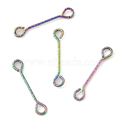 Ion Plating(IP) 316 Surgical Stainless Steel Eye Pins, Double Sided Eye Pins, Rainbow Color, 24 Gauge, 20x3.5x0.5mm, Hole: 2.4X1.8mm(STAS-M316-01B-RC)
