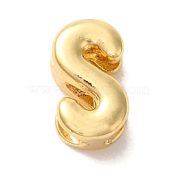 Rack Plating Brass Pendants, Letter Charms, Cadmium Free & Lead Free, Long-Lasting Plate, Real 18K Gold Plated, Letter S, 8x5x4mm, Hole: 2mm(X-KK-L220-001G-S)