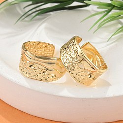 Brass Cuff Rings for Women, Texture, Real 18K Gold Plated, 11mm, US Size 7(17.3mm)(RJEW-B119-06G)