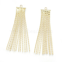 Brass Coreana Chain Tassel Pendants, Real 18K Gold Plated, 49x10x1mm, Hole: 1.4mm(KK-S348-171)