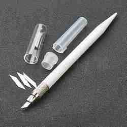 Plastic & Metal Carving Tools, Metal Sculpting Knife, for  Wood Carving/DIY Scrapbook/Crafts Supplies, White, 16x1.15cm(AJEW-I058-03D)